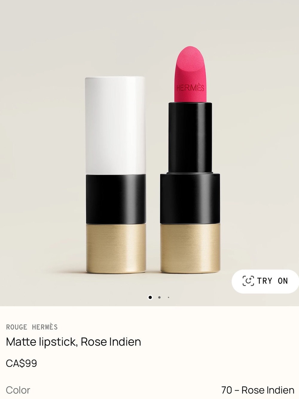 Hermes Matte Lipstick - Rose Indien Bright Pink